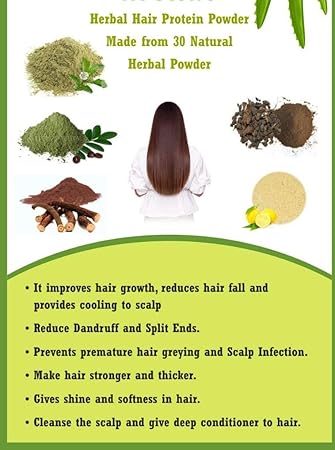 M Herbs Hair Protein Pack Combination of 30 Herbs,Reduce Hairfall,Dandruff and Split Ends.Improves hair growth(100 gm)