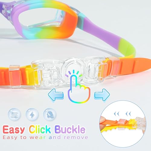 Miniatura 5 de Freela Gafas de natación para niños, paquete de 2 gafas de natación para niños de 3 a 14 años, gafas de natación para niños y niñas, antivaho con