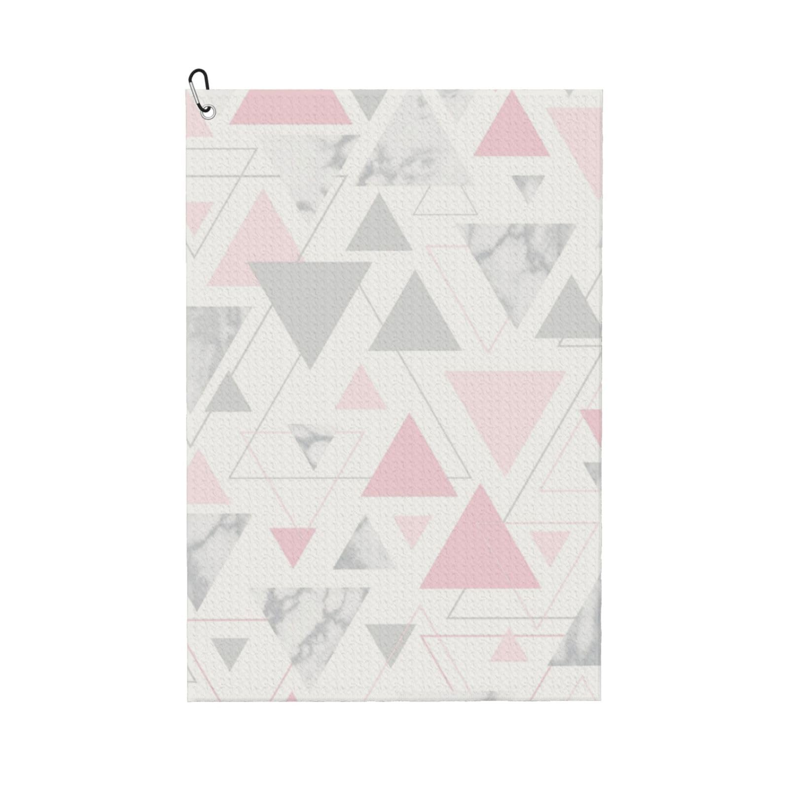 Hnnkloy Pink Grey Silver Geometric Triangle Marble, 16x24 in Portable Waffle Golf Towels with Carabiner Clip for Golf Bag