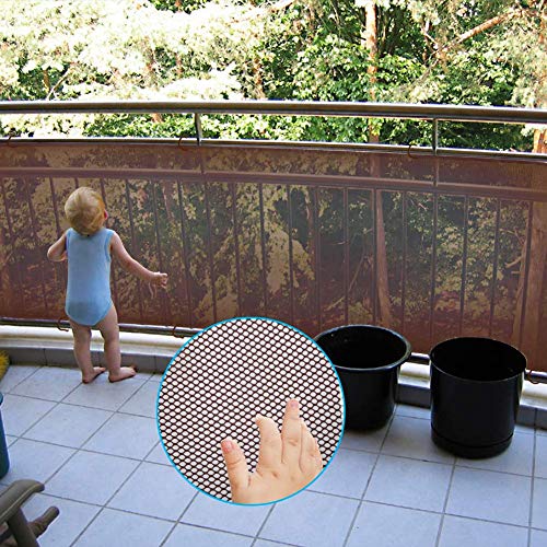 Kinderveiligheid Trappen Net, 3+3 meter Indoor Balkon en Trap Veiligheidsnet, Veilig Rail Netto Protector Balkon/Trapreling Veiligheidsnet voor Kinderen Huisdier Speelgoed Stevig Mesh Stof Materiaal Koffie - Image 8