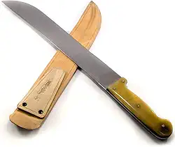 Facas Gaúcha, 3014LC, Faca Facão Mateiro 14'' 1070 com Bainha de Couro, Cor Metal, Aço
