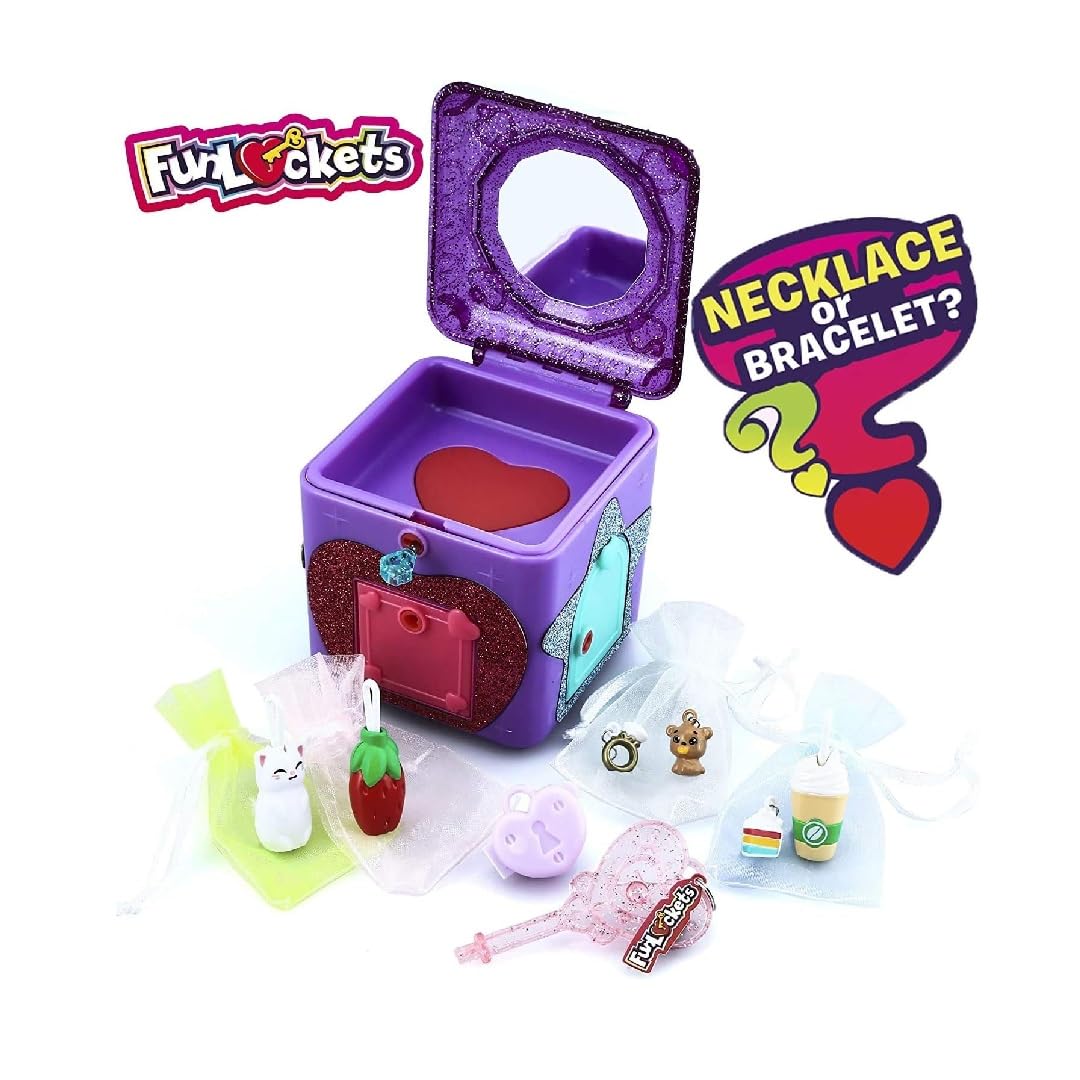 FUNLOCKETS Surprise Jewellery Box Collectable Toys for Girls (1 Piece Assorted Color), Pink/Purple