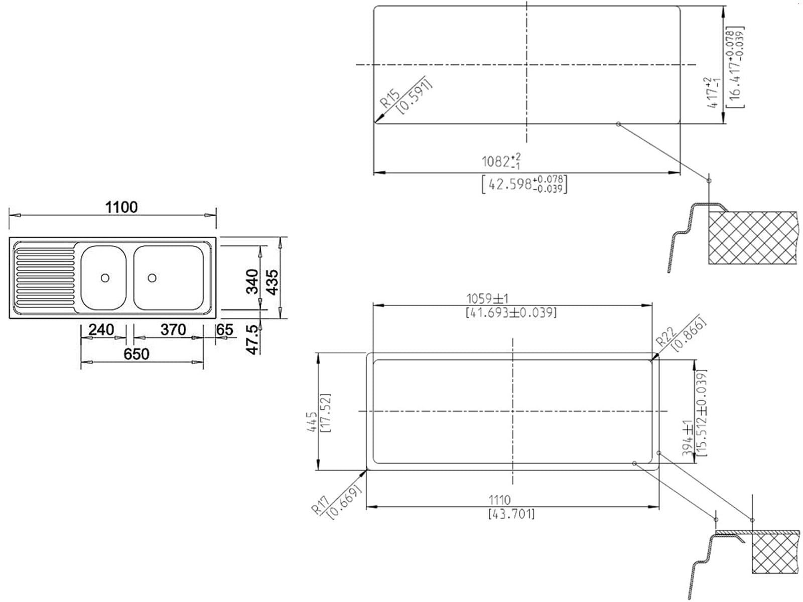 Blanco 500847 EZS 11 x 4 x, Acier Inoxydable