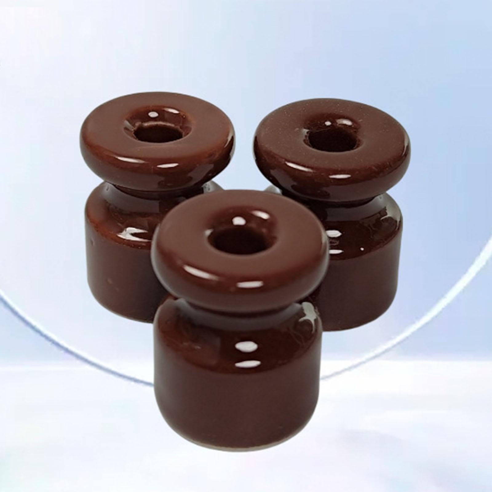 10x Porcelain Insulators Electrical Accessories for Wall Wiring Twisted Cord Brown-image-28