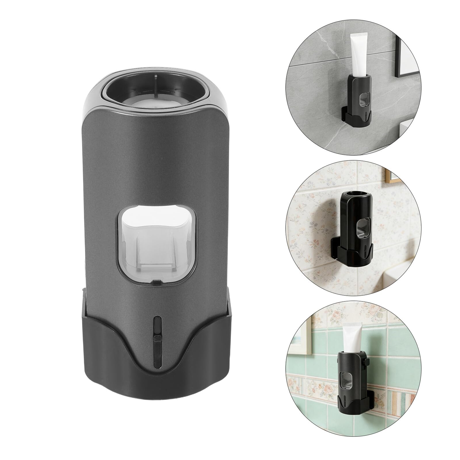 Dispenser Automatico per Dentifricio con Sensore, Porta Spazzolini in Plastica Nero con Drenaggio Acqua e 3 Livelli di Regolazione, per Bagni Affollati
