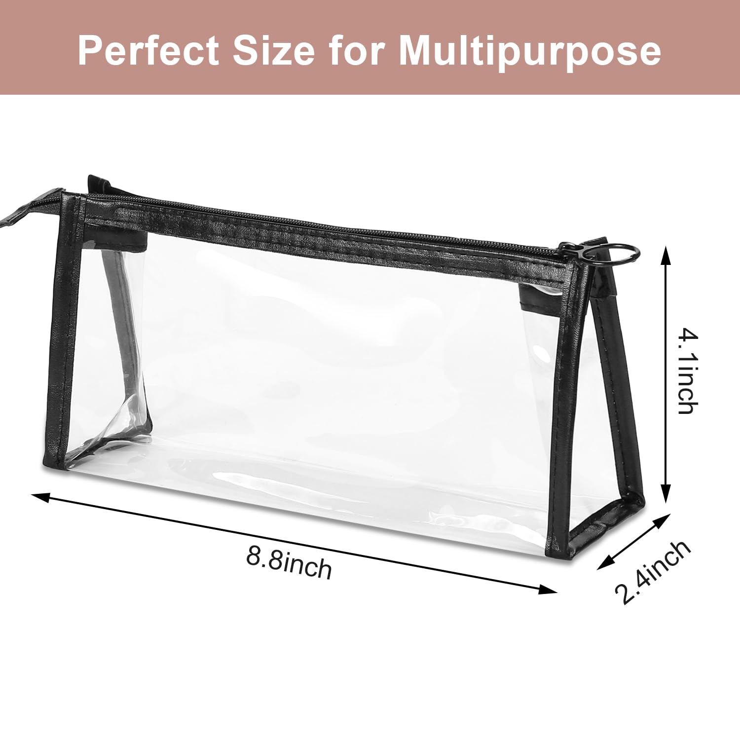 Etercycle TSA Approved Toiletry Bag, Clear Pouches with Zipper for Traveling, Samll Clear Makeup Bags Cosmetic Bag Beach Bag for Home Storage Organizing, Office, Vacation, Travel (Black)