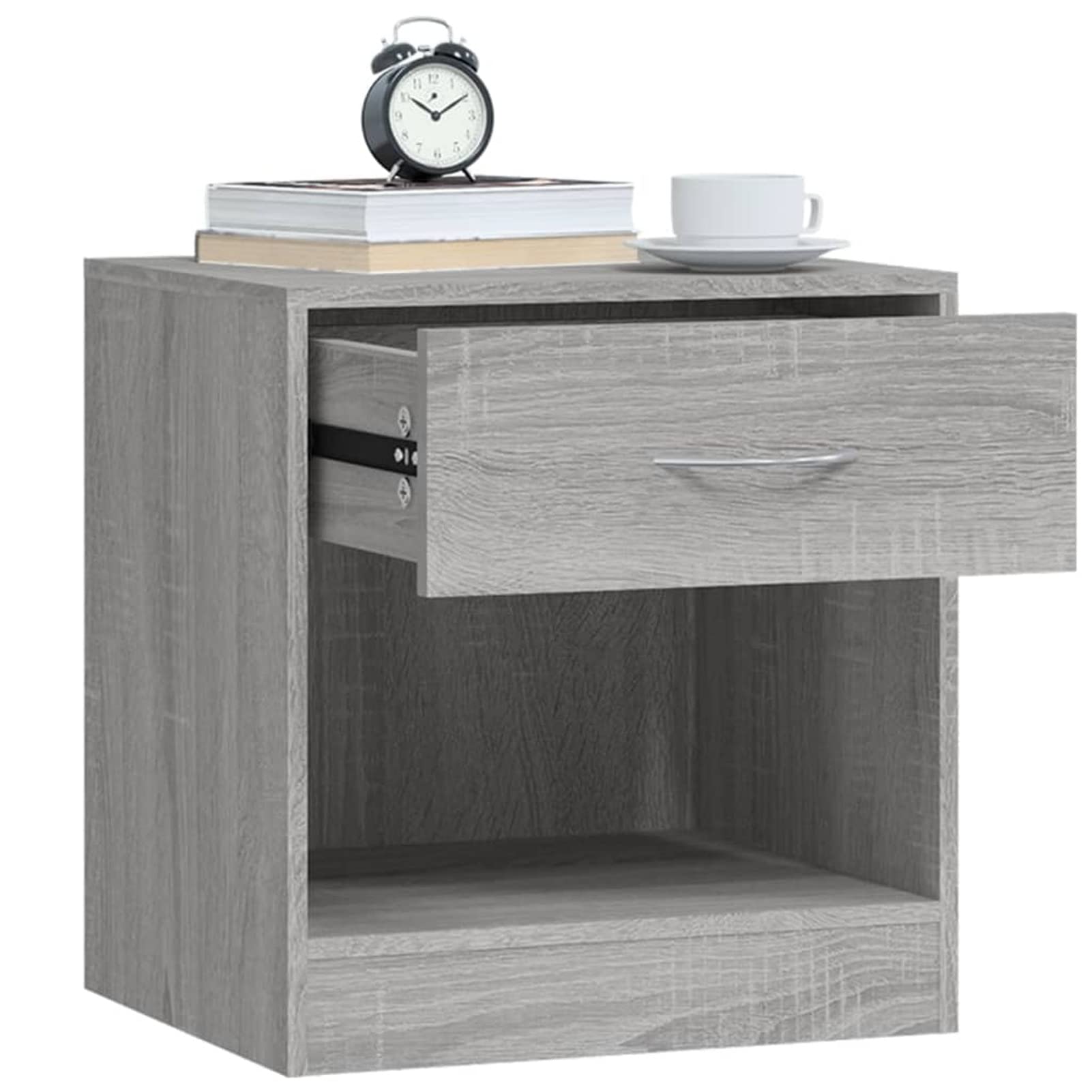LAPOOH Comodini 2 pezzi con cassetto grigio Sonoma, comodini, comodini, comodini per soggiorno, camera da letto, 342587