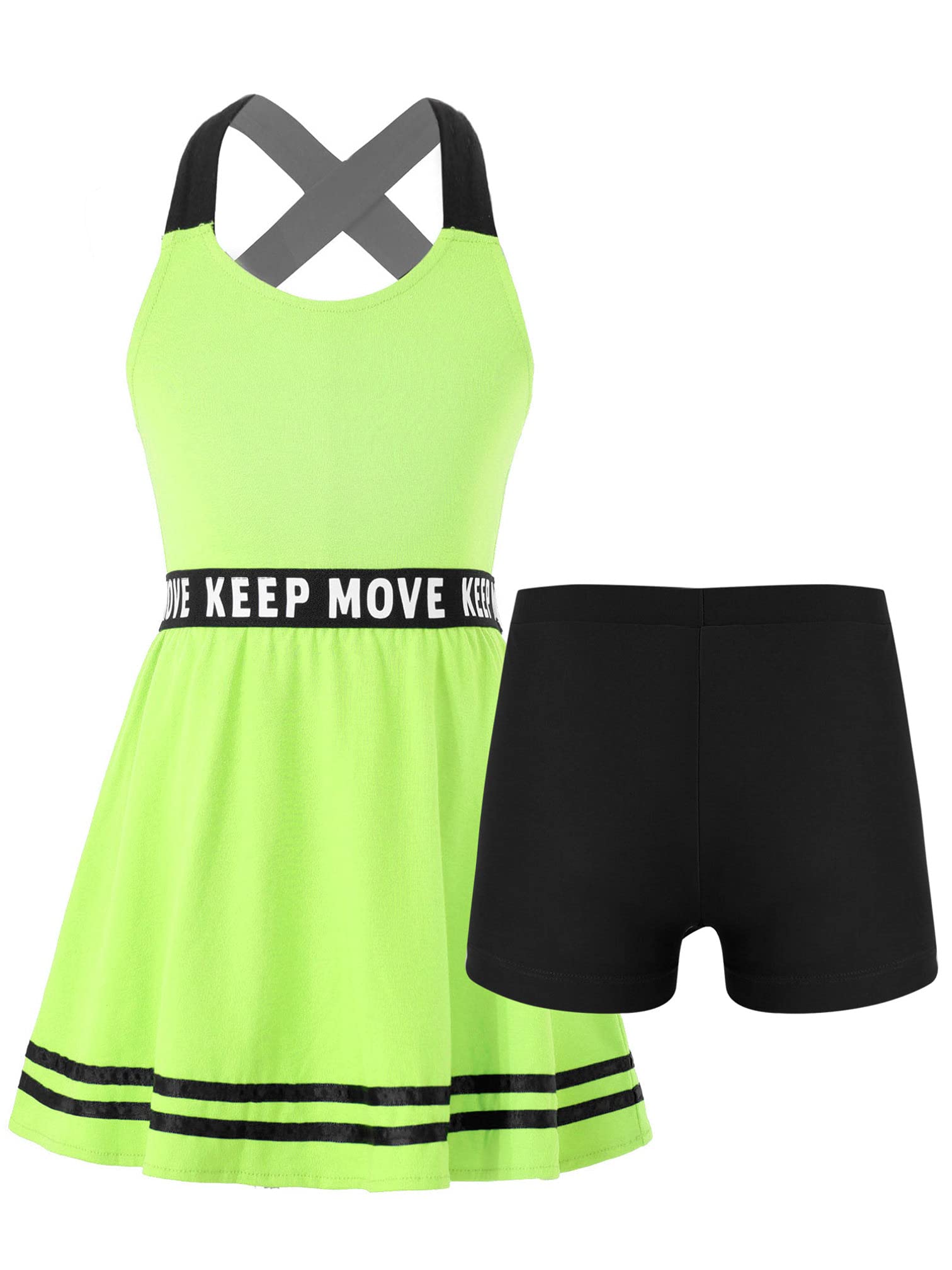 MSemis Conjuntos Deportivos Verano Niña Camiseta Deportiva Sin Manga+Falda Cotra con Pantalónes Interior de Tenis Golf