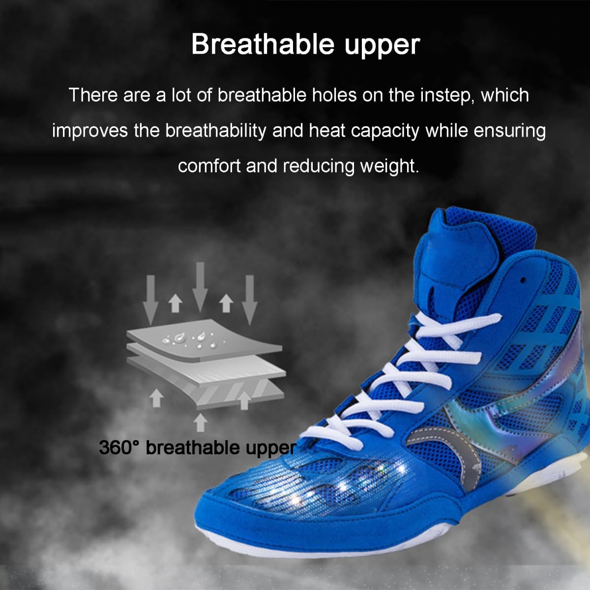 Men Boxing Shoes - Professional Wrestling Competition Shoes Women High-Top Boots Breathable and Comfortable for Fighting Martial Arts
