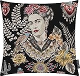 MAGMA Kissenhülle Kissenbezug Frida Kahlo mexikanische Malerin bunt ca. 45x45cm samtig weiche Rückseite Wendekissenhülle