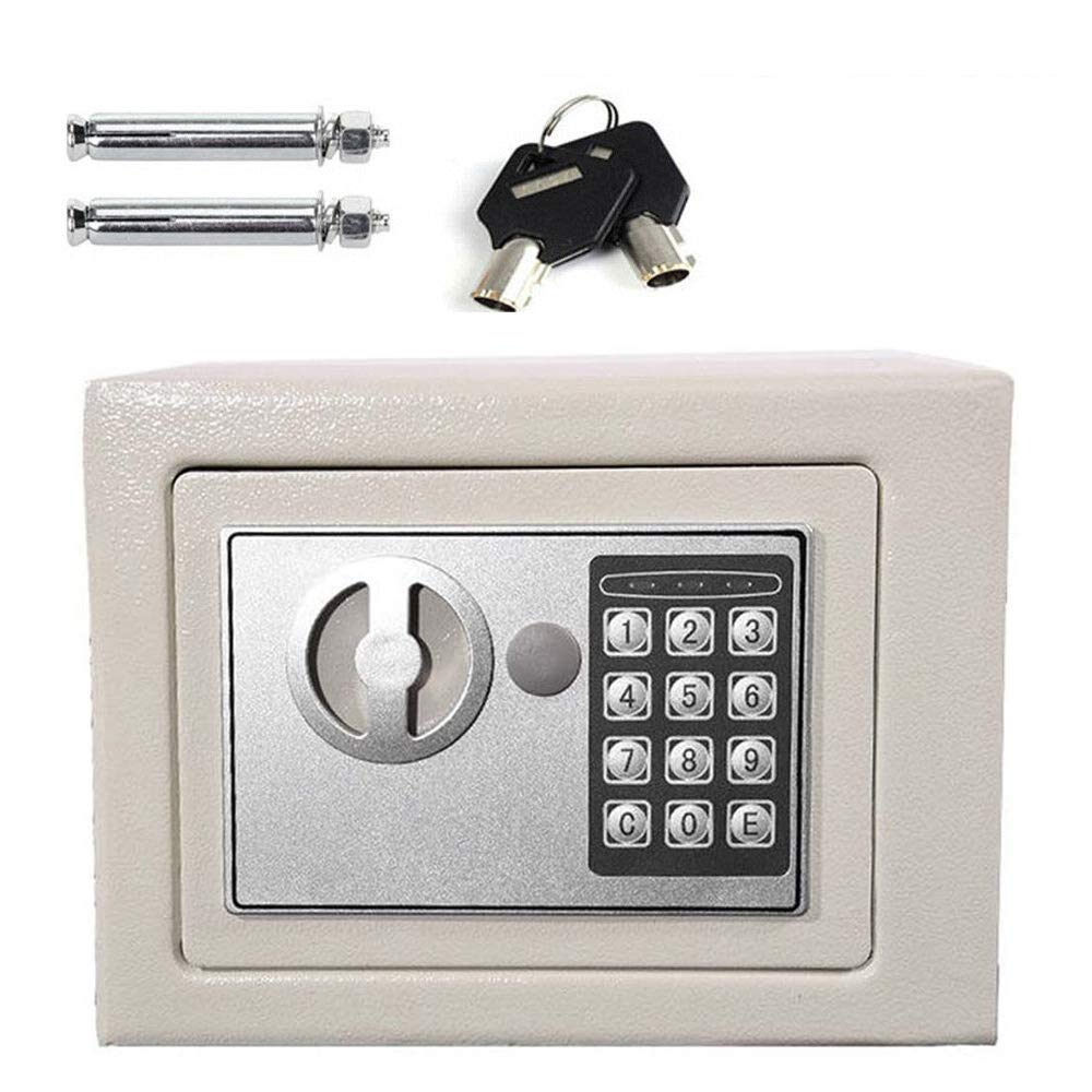 Electronic Password Security Safe Money Cash Deposit Box Office Home Digital Safe Box with Full-digit Keypad, 2 Override Keys and 2 Installing Bolts 4.6L (23x17x17cm, White)