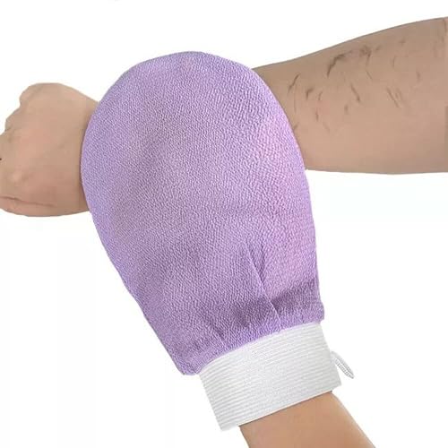Moroccan Hammam Exfoliating Bath Glove – Deep Cleansing Hammam Mitts – Improve Circulation, Improve Ingrown Hair & Reveal Soft Skin Body Exfoliating Scrub Tan Bath Glove Body Scrub Imported Directly From Morocco (Purple)