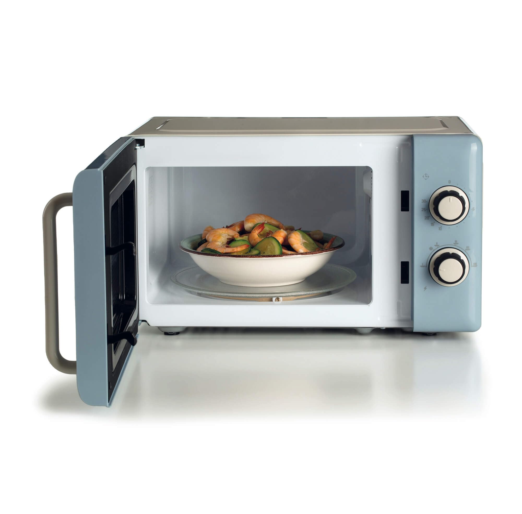 Ariete 3960 Mikrowelle Vintage 800 W 20 l 3 Funktionen 6 Kochstufen Timer hellblau