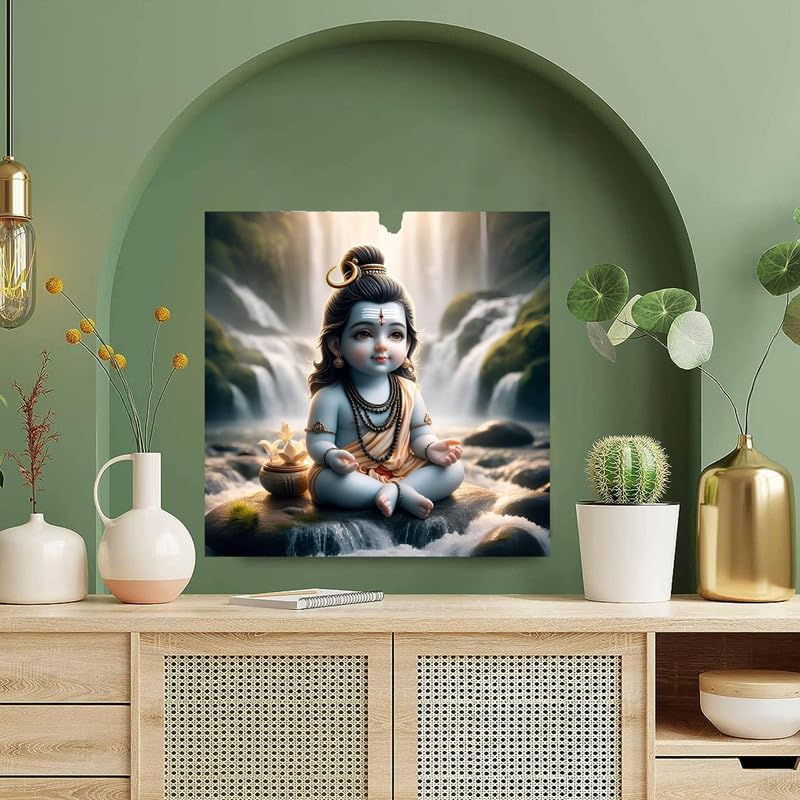 Image of British Terminal Cute little Bal Gopal Baby God Krishna| Kanha Ji | Laddu Lord Makhan Chor Painting Religious Poster for Pregnant Women for wall (matt thin vinyl,sticker,multicolor,unframed)| bj323