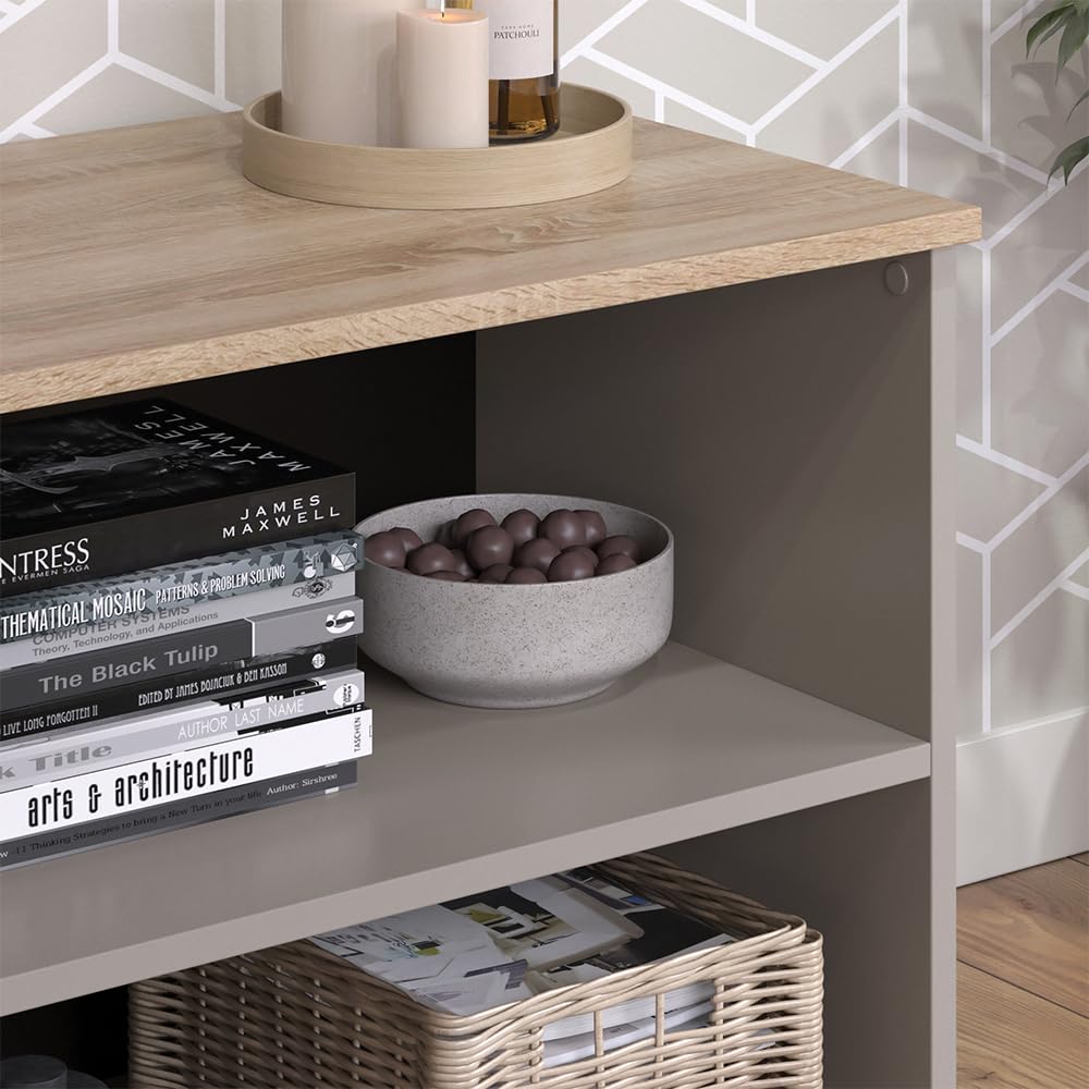 Vicco Meuble TV Wido, Grège, 60x50cm avec 2 Compartiments, adapté comme Support TV avec Passage de câbles