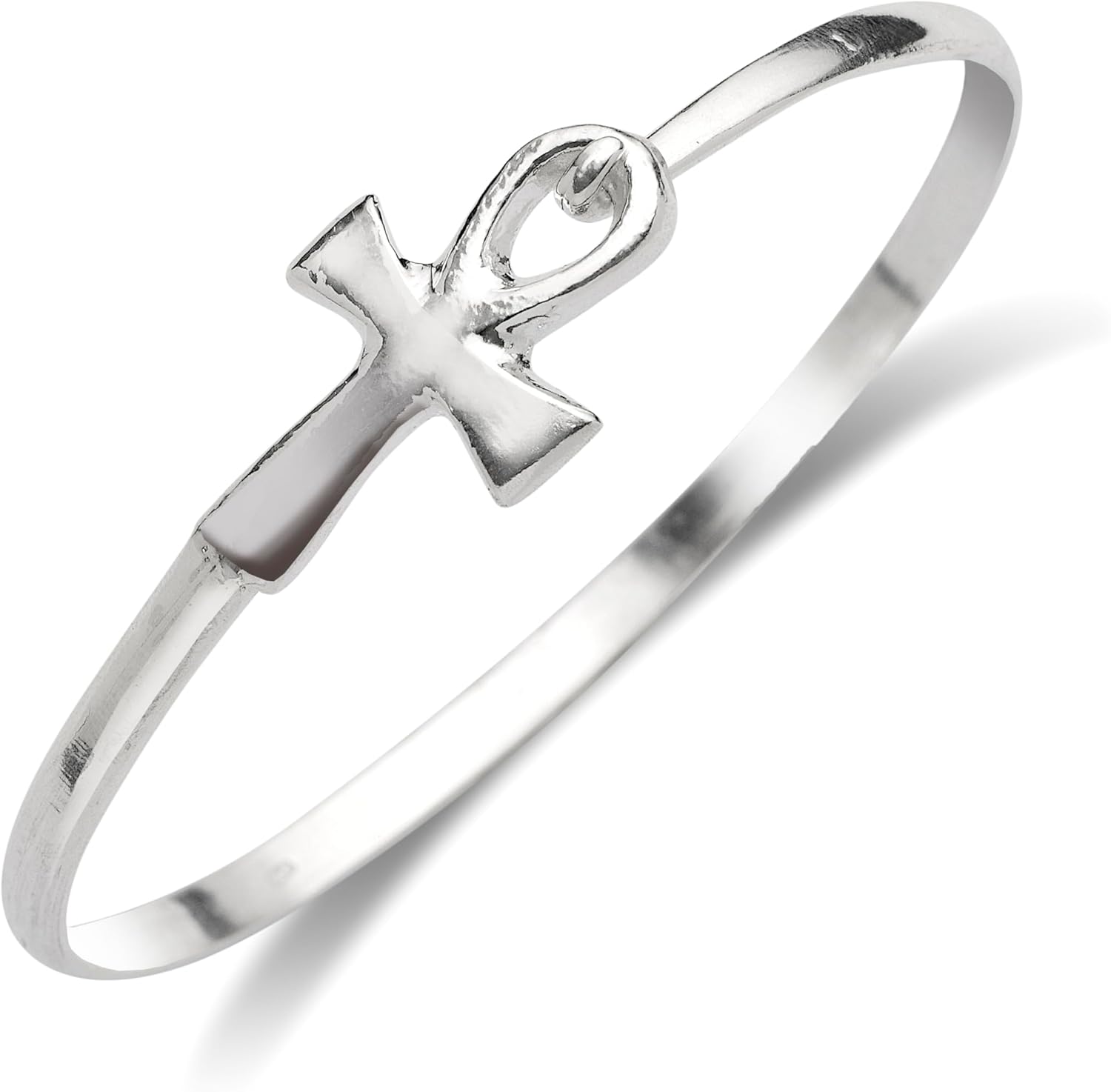 .925 Sterling Silver Hook Bangle, Latch Cuff Bracelets for Women, Handmade Jewelry