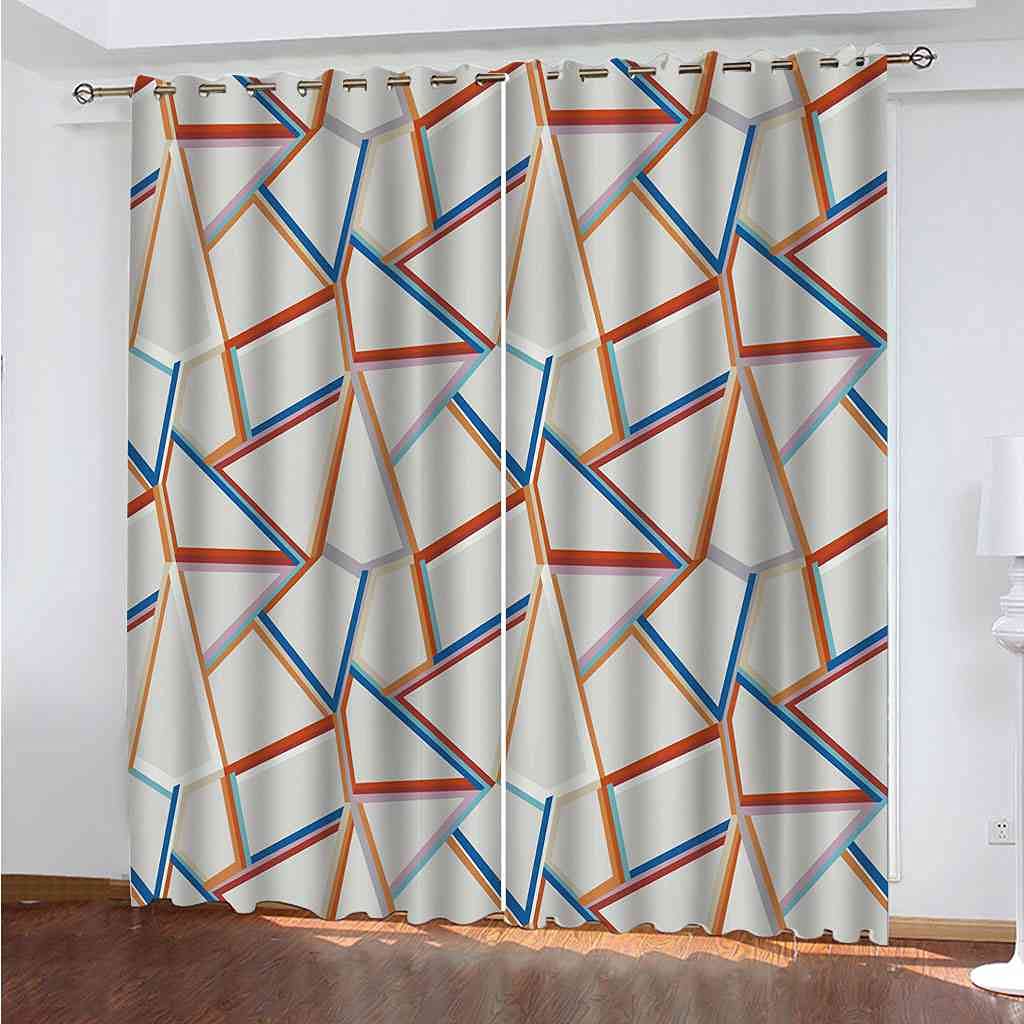 Rideaux occultants 3D triangle géométrique en polyester pour chambre d'enfant 140x160 cm