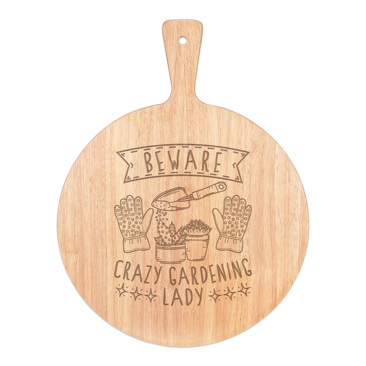 Plateau de service rond en bois 45x34cm avec poignée pour pizza et apéritif