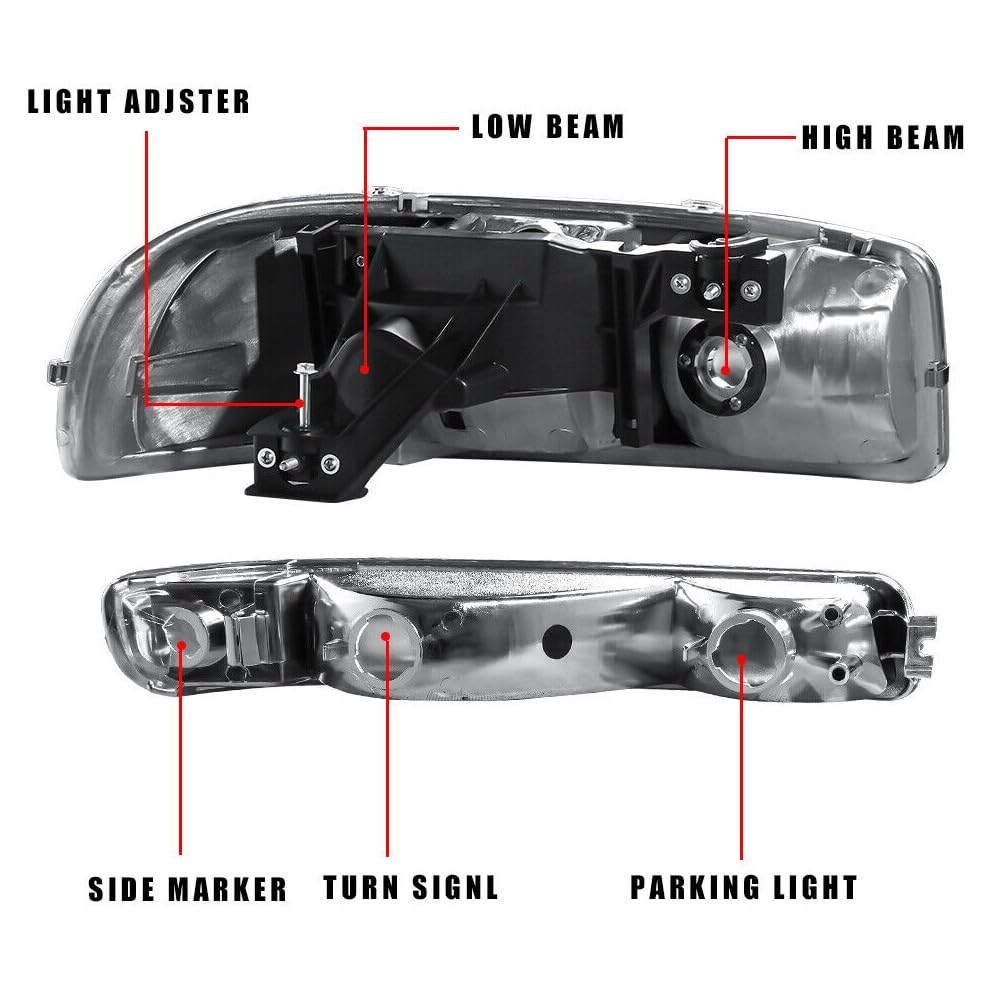 Amazon.com: QyllqbQ Pair Chrome Headlight & Bumper Lamps Front 