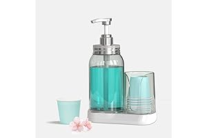 Large Capacity Mouthwash Container with Cup Holder and 4oz Cups
