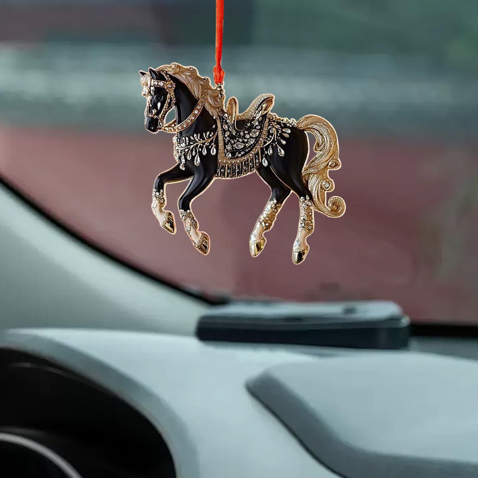 Ornamenti natalizi in vetro a forma di cavallo, decorazione da appendere all'albero di Natale dipinta a mano, palla di vetro soffiato a mano - Italia