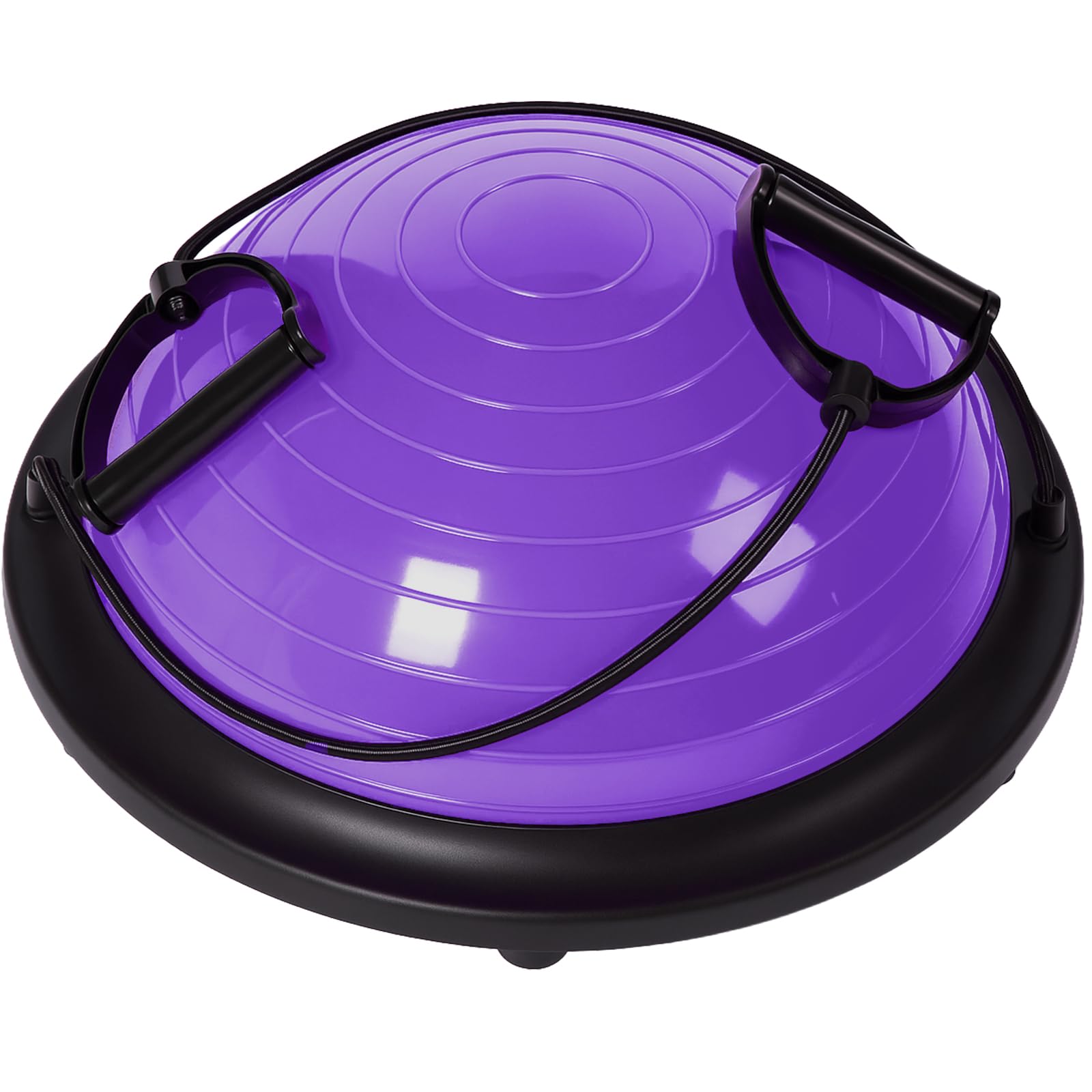 Half Balance Ball Board Inflatable Air Dome With Resistance Bands and Pump, Exercise Balance Trainer for Home Gym Workout Fitness Anti-slip Yoga Ball for Women Pilates (Purple)