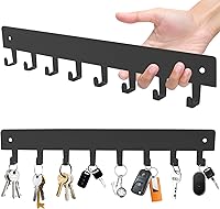 Yoanxong 2 Pack Self-Adhesive Wall Key Holder with 8 Hooks - No Drill Key Organizer for Entryway, Hallway, Grey