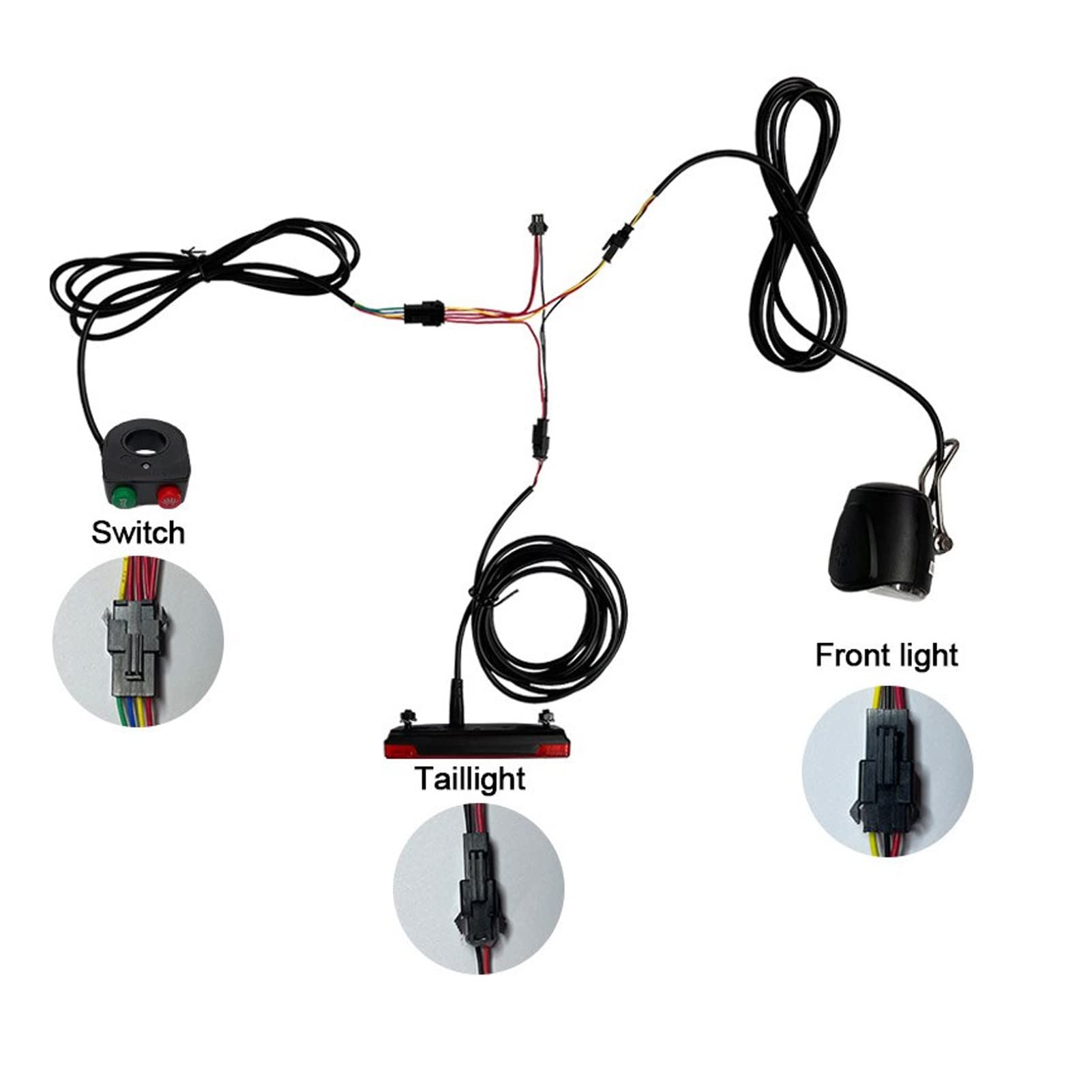 DK11 Kit Luci per Bici Elettrica Set Faro e Fanale Posteriore in Lega di Alluminio Plastica 12V-72V IPX4 Impermeabile con Design Antiscivolo per L'aggiornamento Quotidiano della