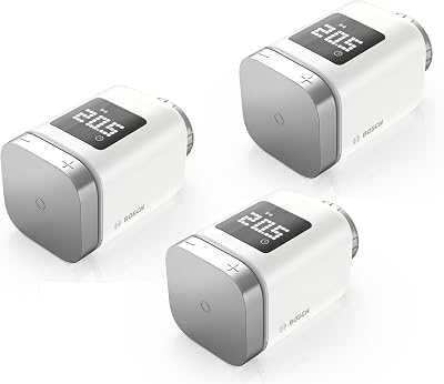 Bosch Smart Home Termostato de radiador II [+M], termostato Inteligente, Uso Flexible en el Sistema Bosch Smart Home o en Sistemas Matter con Independencia del Fabricante, Juego de 3 Unidades