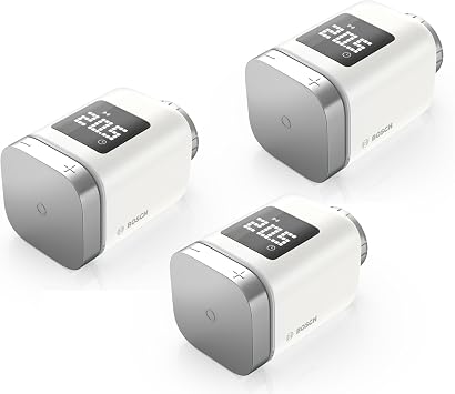 Bosch Smart Home radiator thermostat II [+M], smart thermostat, flexible use in the Bosch Smart Home system or in manufacturer-independent Matter systems, set of 3