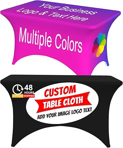 Mantel de elastano personalizado, mantel personalizado con logotipo de negocios, texto, imagen, multicolor, fundas elásticas para eventos, protector