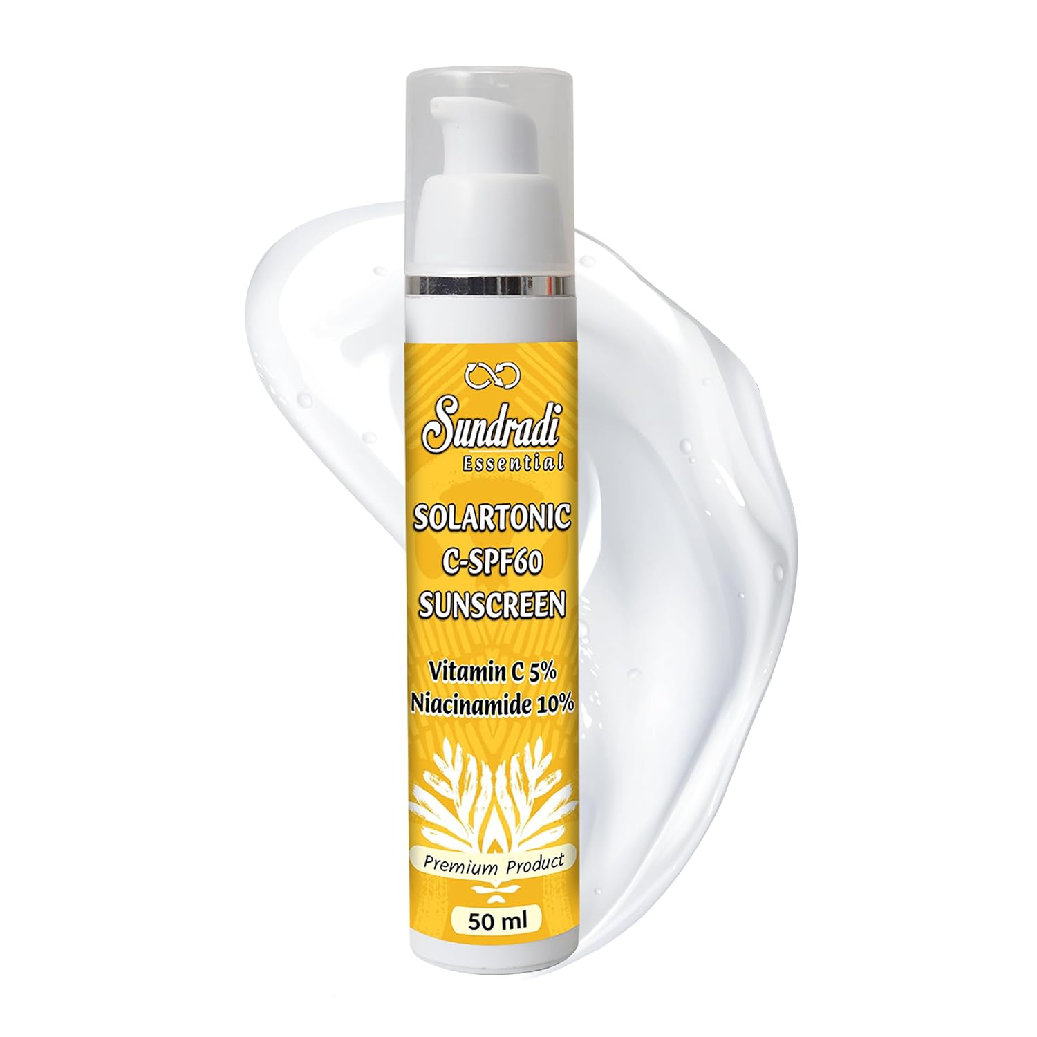 Sundradi Essential Solartonic SPF 60 Sunscreen Vitamin C (5%),Niacinamide (10%) - 50 ml (Brightens and Evens Skin Tone,Hyd...