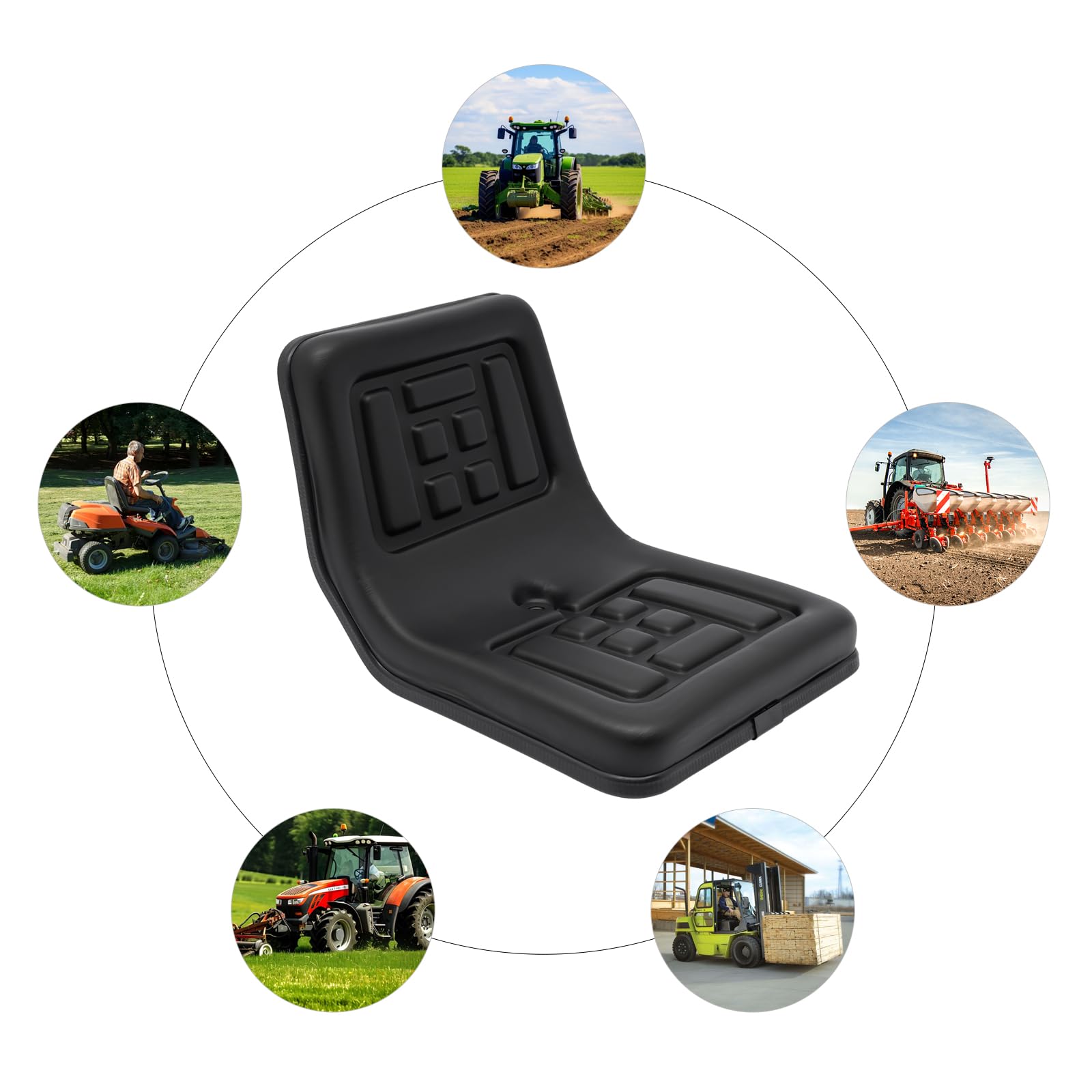 Sedile universale per trattore con schienale, in pelle PVC, impermeabile, nero, adatto per trattore, carrelli elevatori, escavatori, tosaerba, macchine da raccolta, bulldozer e ribaltabile