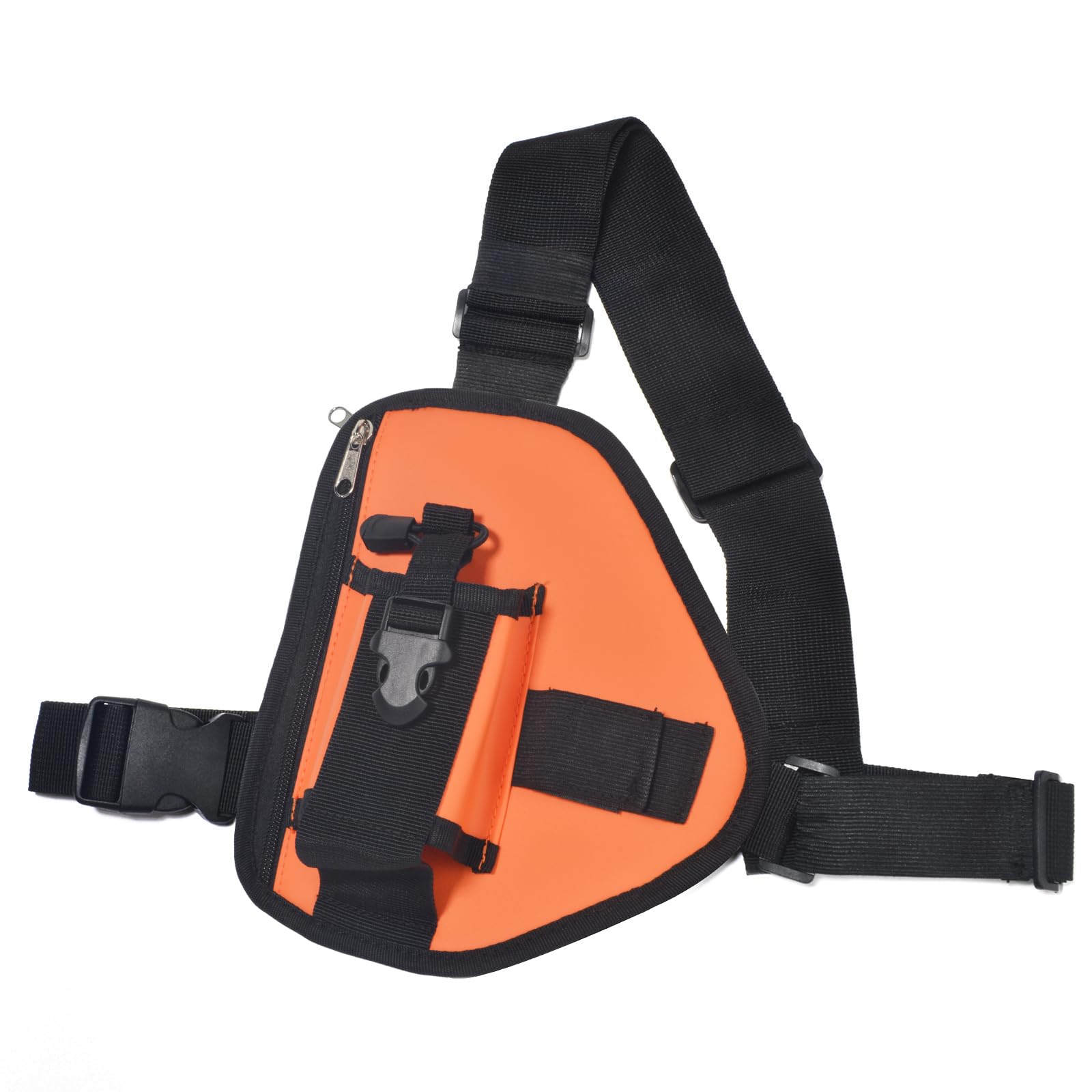 HYS Nylonowa uprząż na klatkę piersiową, regulowany pasek na ramię do wędrówek / użytku taktycznego, lekka torba crossbody z kieszeniami na zamek błyskawiczny, do dwukierunkowego radia Motorola
