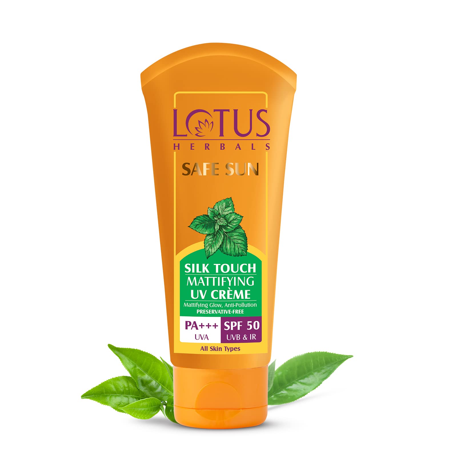 Lotus Herbals Safe Sun Silk Touch Mattifying Uv All Skin Screen Creme Spf 50| Pa+++, 75 G