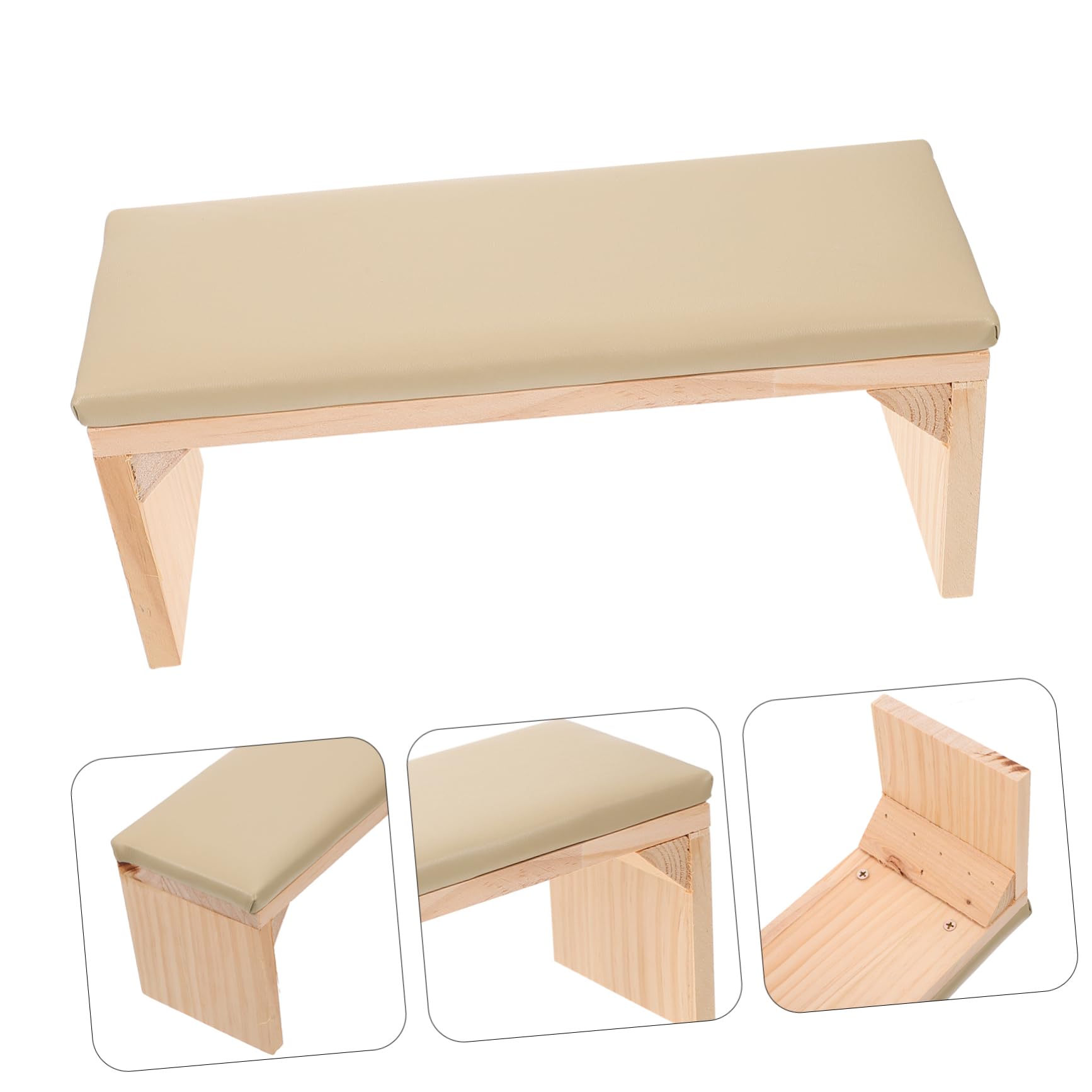 Cuscino Poggiamano per Unghie in Legno Beige Supporto Comodo e Pratico per Manicure Uso Personale e Training Unghie a Casa