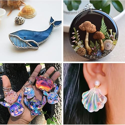 Miniatura 8 de JDiction Kit de resina UV con luz, pegamento de resina dura transparente transparente para curado de luz solar, kit de principiante de resina UV