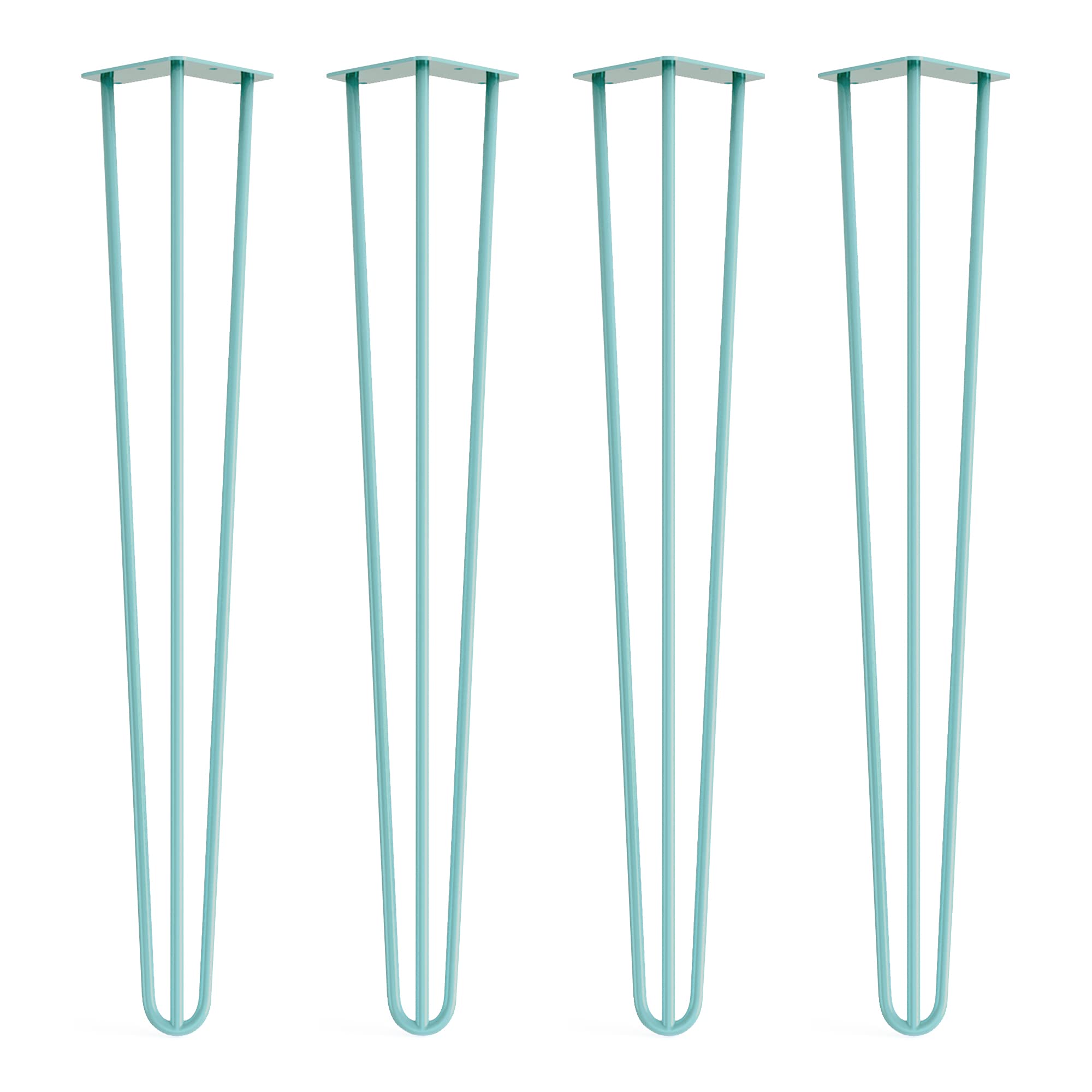 4 x Hairpin Legs from DT IRONCRAFT - 71cm 3 Rod / 10mm, Duck Egg Colour with Floor Protector Feet & Screws - Standard Desk, Dining Table Legs — image 1