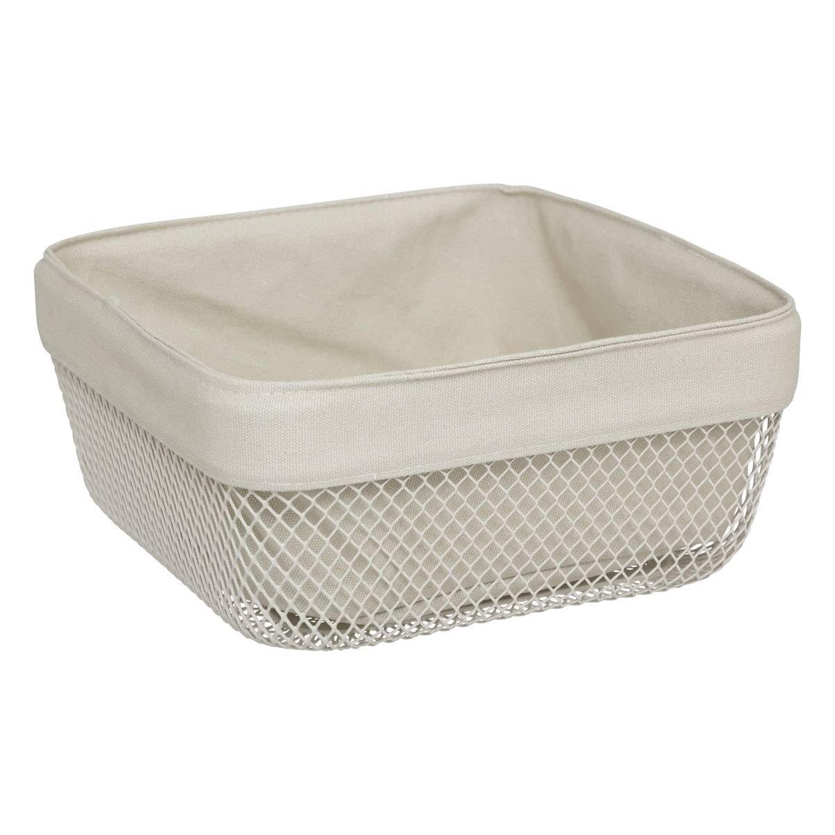 5five - corbeille à pain mayaj en métal et coton beige 25,​5x25,​5cm