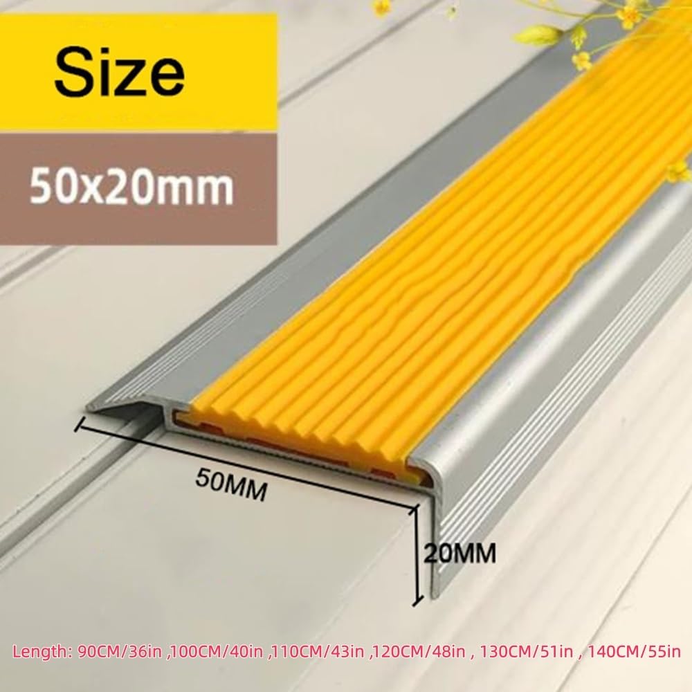 Profilo di Protezione Antiscivolo a Forma di L per Bordi di Scale, in Alluminio, di Protezione Antiscivolo a Forma di L per Bordi di Scale, in Alluminio, per Interni ed Esterni, 90 cm (Nero)