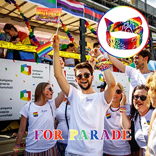 18 Pcs Rainbow Bandanas Paisley Pride Square Scarf LGBTQ Headband Unisex Rainbow Accessories for Men Women PFLAG Pride Parade Decorations 6