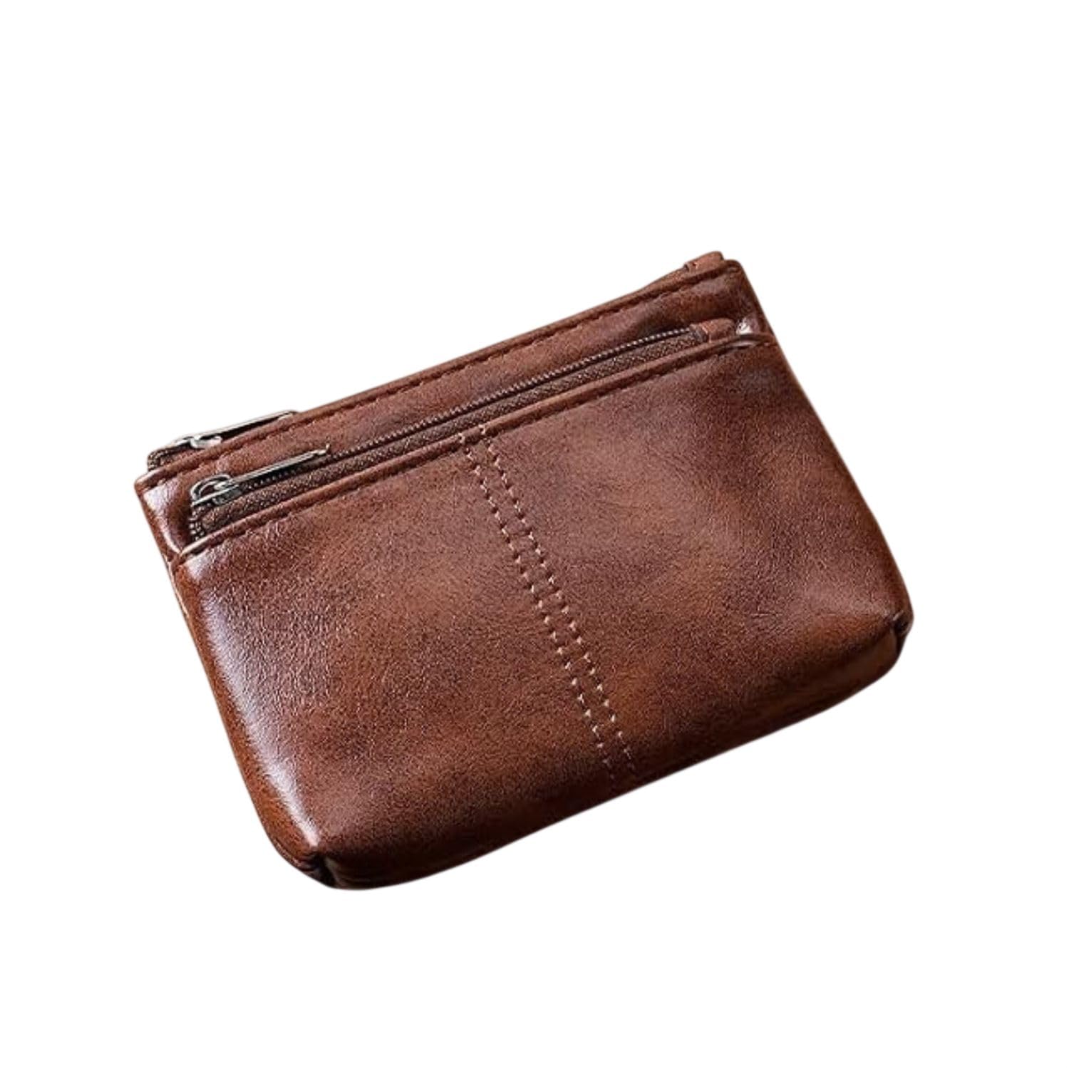 Leather Wallet for Women, Coin Pouch | Small Zipper Wallet for Ladies | Mini Purse for Coins, Cards & Cash-Brown-image-47