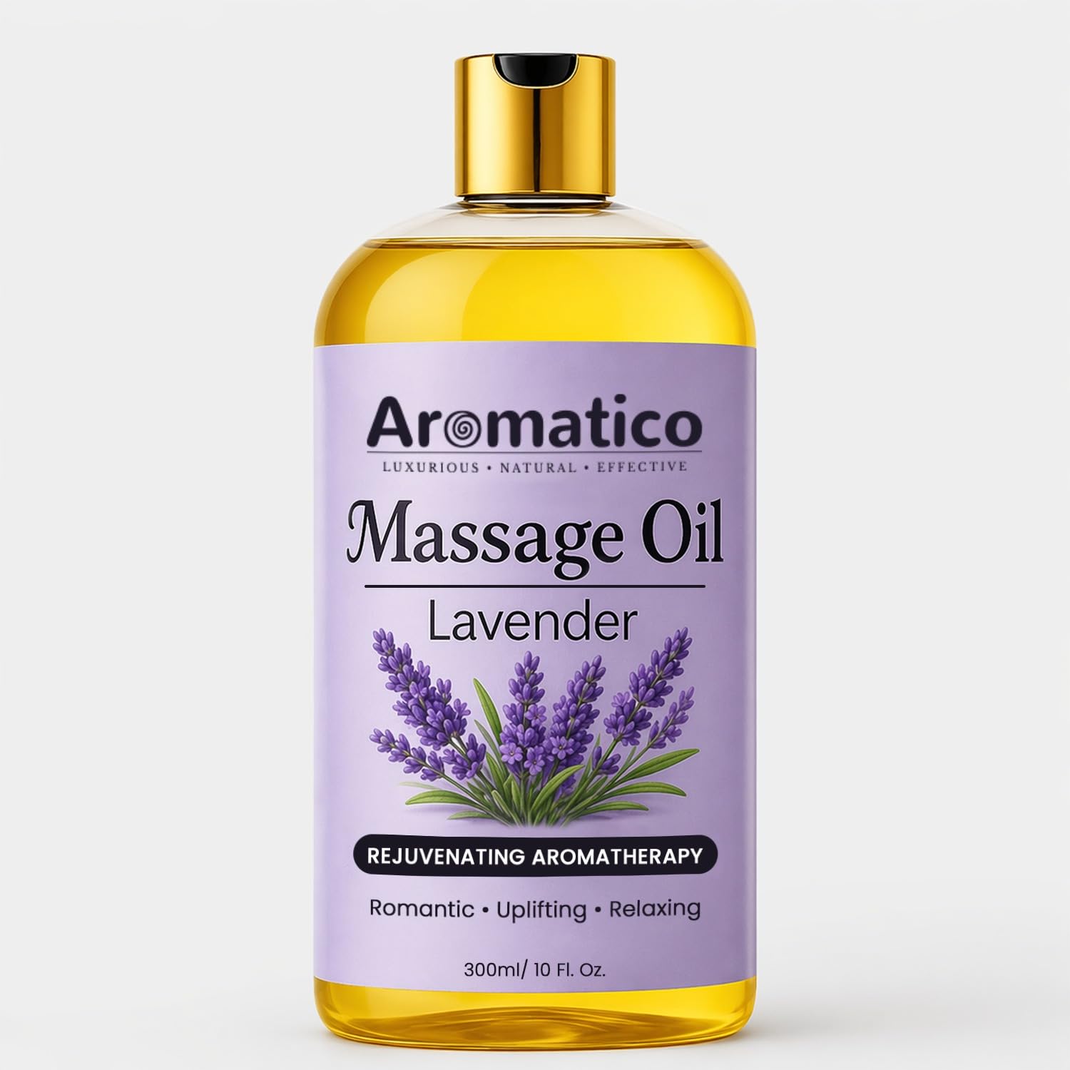 AROMATICO Lavender Relaxing Massage Oil - Body Massage Oil with Almond, Jojoba & Sesame for Stress Relief, Better Sleep & Full Body Care | 300ml-image-0