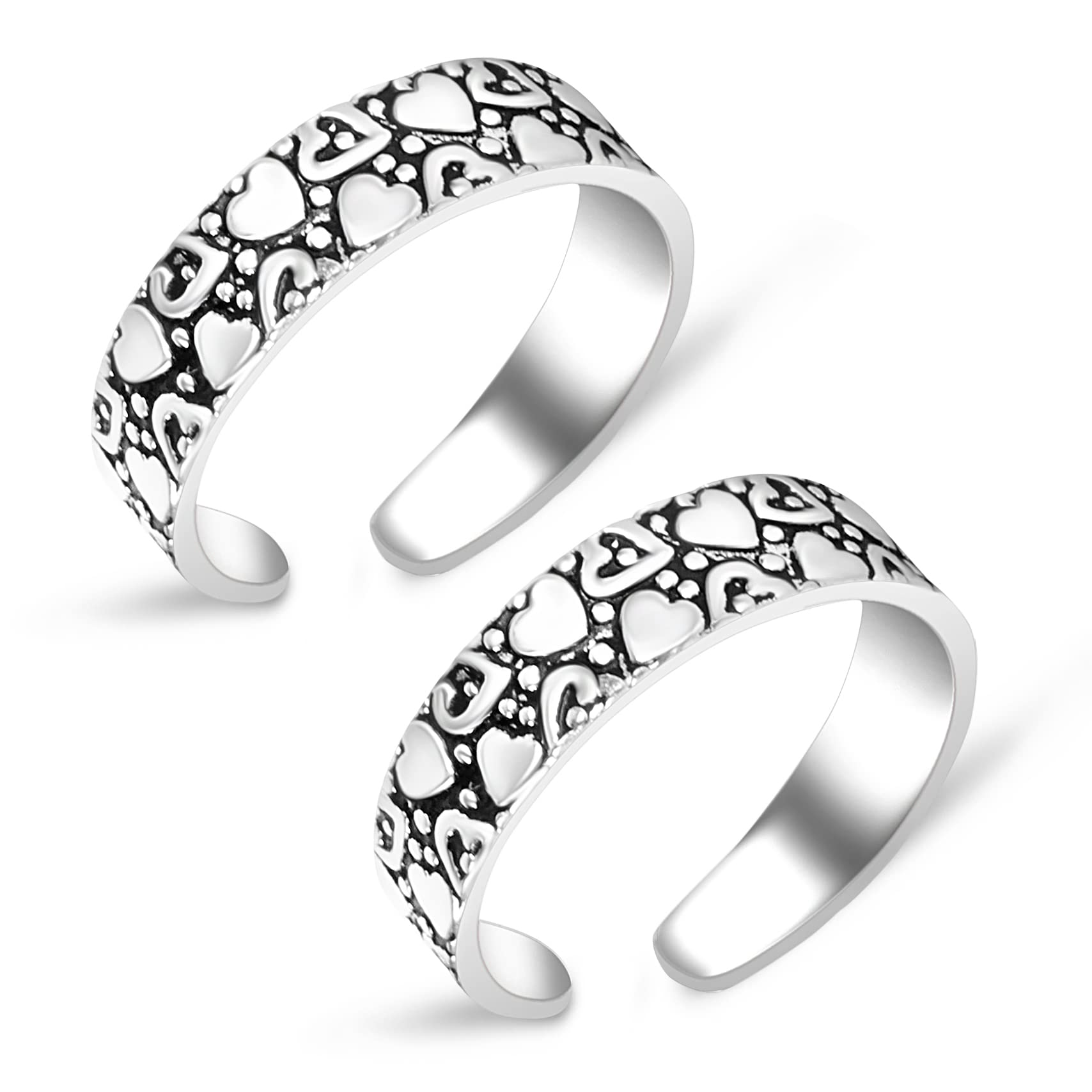 925 Silver Toe Rings for Women Stylish Silver Bands for Girls -Sterling Silver Plain Oxidised rings with 3D Self Designs-image-38