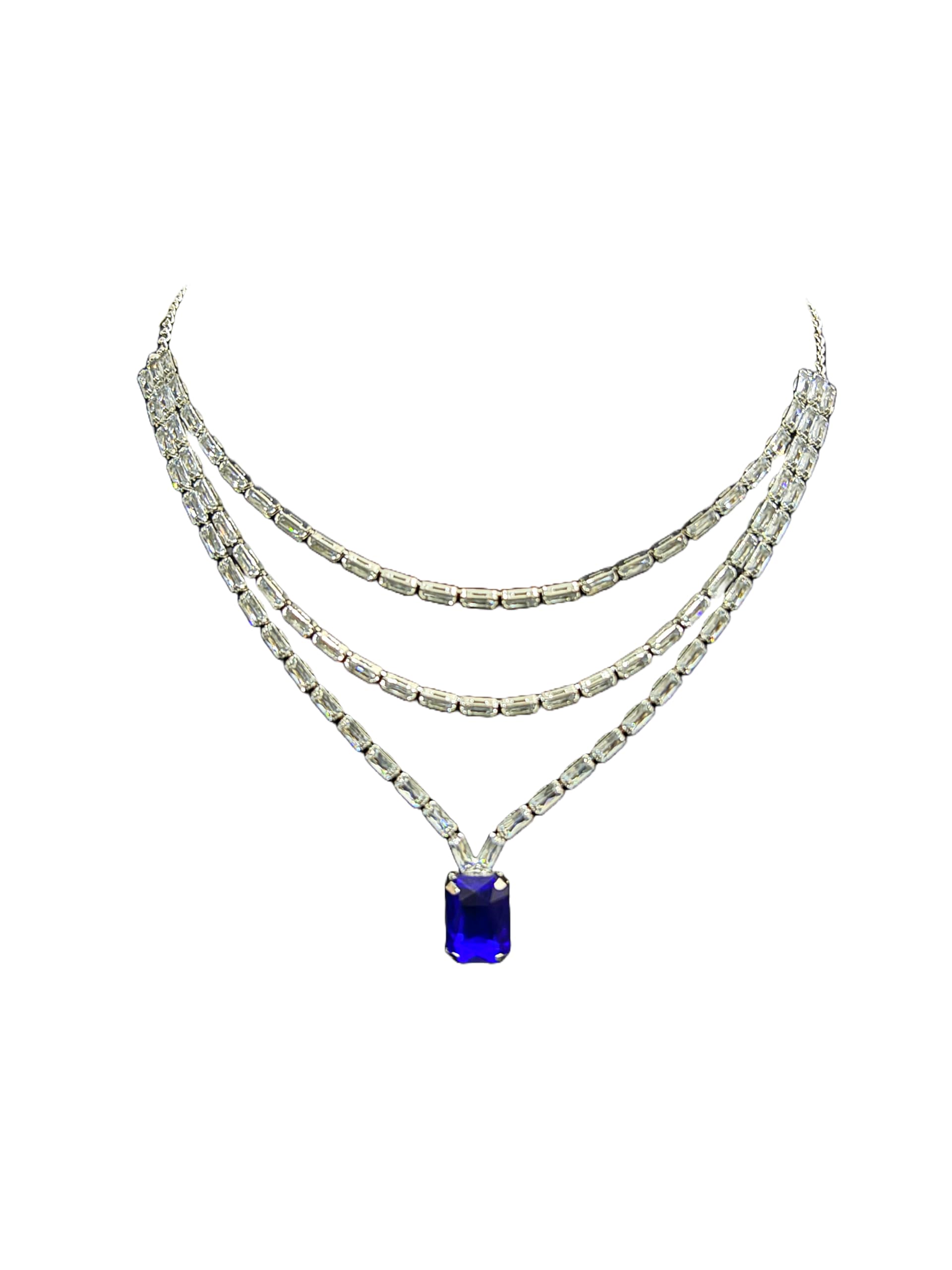 Jewellery Blue American Diamond/AD Designer Necklace With Earrings Set For Girls/Women (Blue) (B0DBVJFM72) Amazon Price History, Amazon Price Tracker