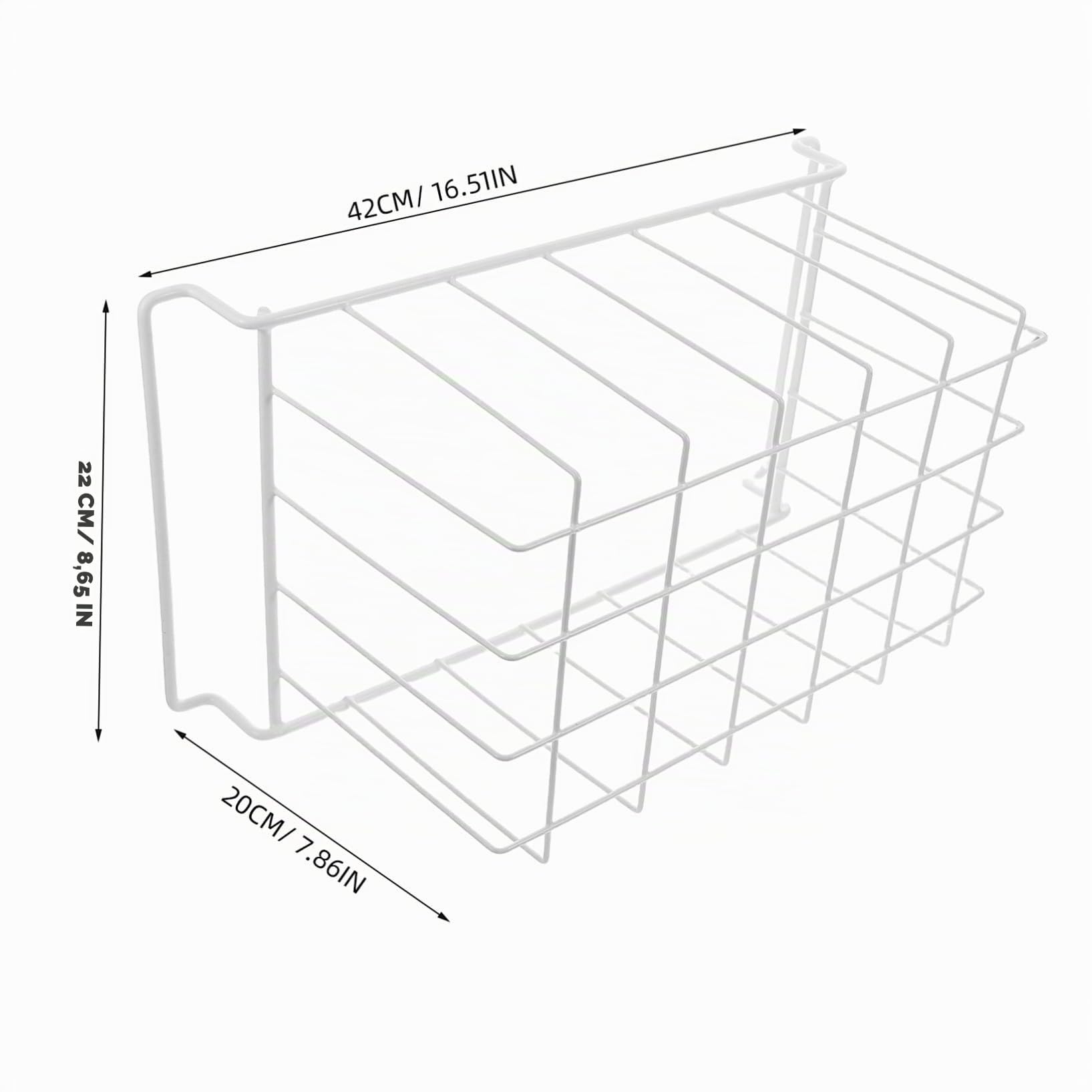 3 Cestas Organizadoras Colgantes con Estructura de Malla Alambre y Asas de Hierro Blanco Optimizan el Almacenamiento y Circulación de Aire para Congelador y Refrigerador