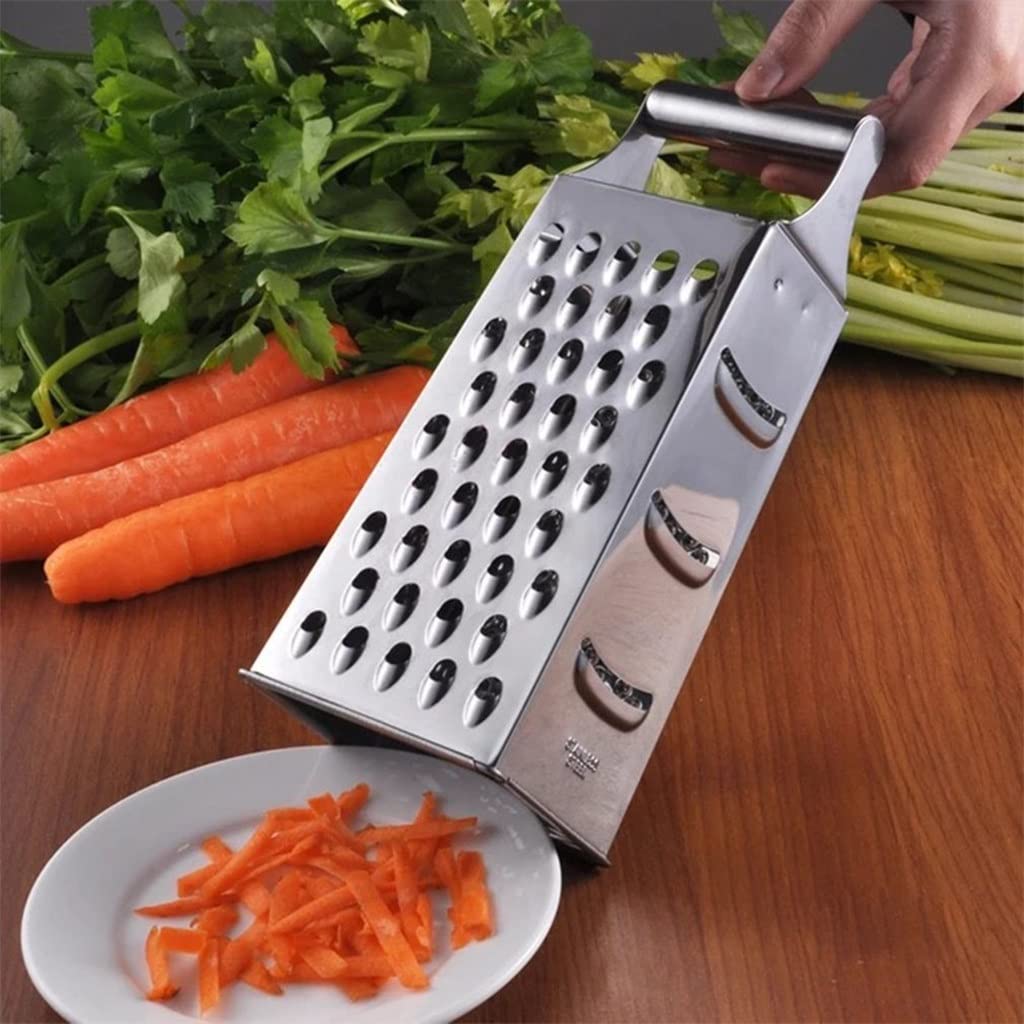 ArinkO Grattugia Multiuso in Acciaio Inox Design 4 Lati per Cucina - Frutta, Verdura, Formaggi - Dim. compatte (8,2x5,8x24 cm)