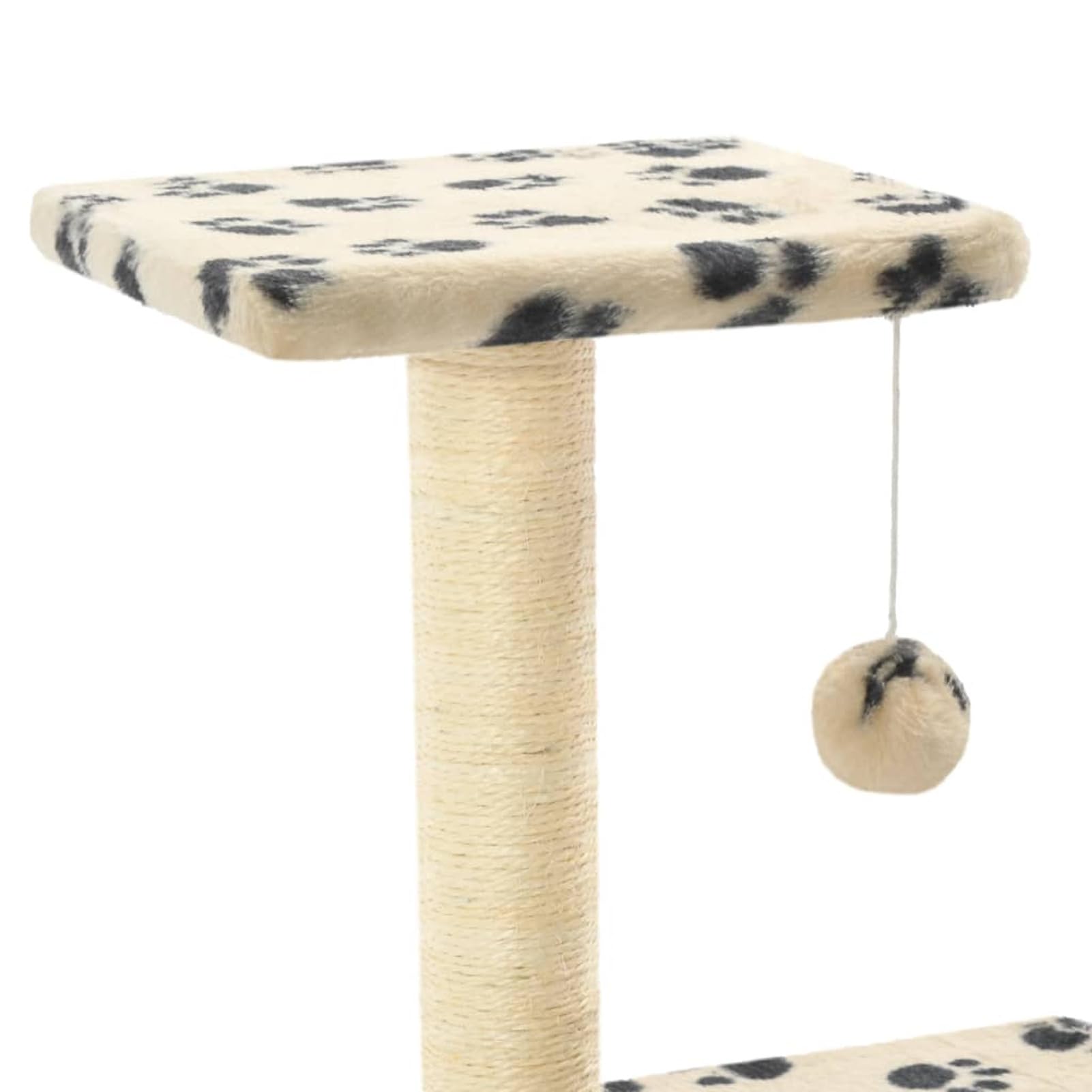 Homgoday Tiragraffi per gatti con tiragraffi in sisal, 65 cm, con stampa di zampe beige, torre tiragraffi multilivello per gatti con condomini e scala, centro attività per gatti da interno