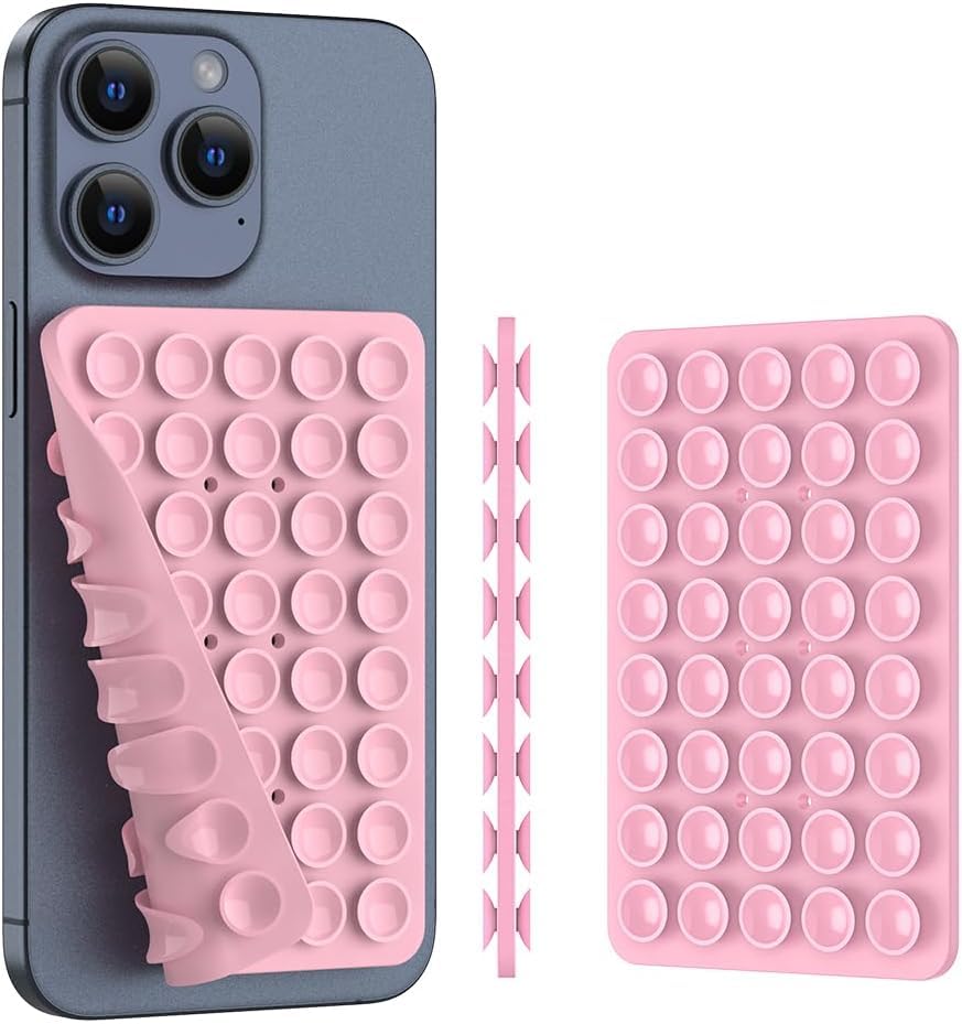 Image of EDNITA Suction Cup Phone Case Mount, Double-Sided Suction Anti Slip Silicon Sticky Phone Stand for iPhone and Android, Hands-Free Strong Grip Holder for Selfies and Videos (Multi Color (Pack of 2))