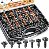 weideer 280pcs Automotive Body Screw Assortment Kit,#8#10#12#14 Automatic Trim Screws, Self Tapping Screw,Phillips Head&Washer Head Universal Fender Liner Screw